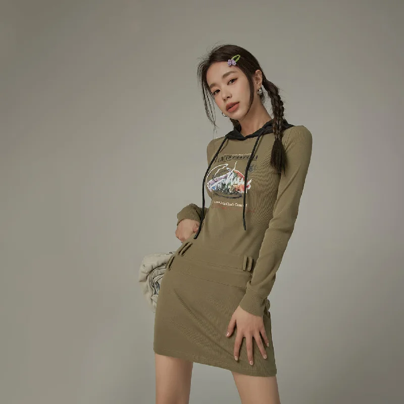Chuu Circus Mini Hooded Dress Tunics Canvas sturdy