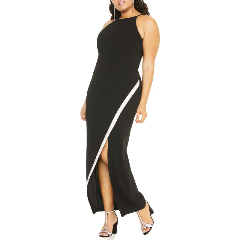 BCX Womens Plus Halter Sleeveless Evening Dress Bodycon Club Sequined
