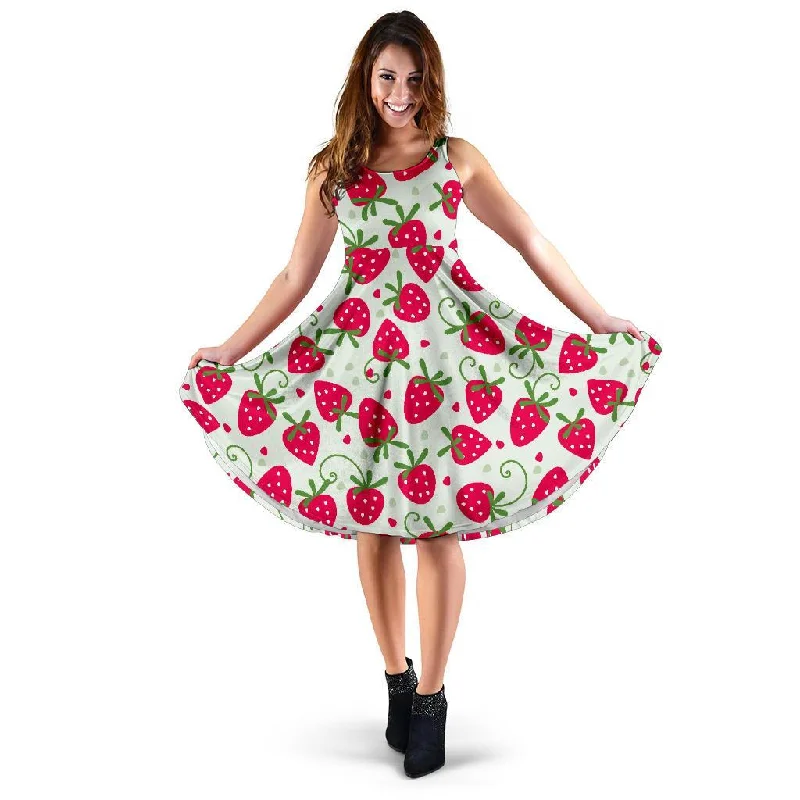 Cartoon Strawberry Pattern Print Dress Tunics Fleece cozy