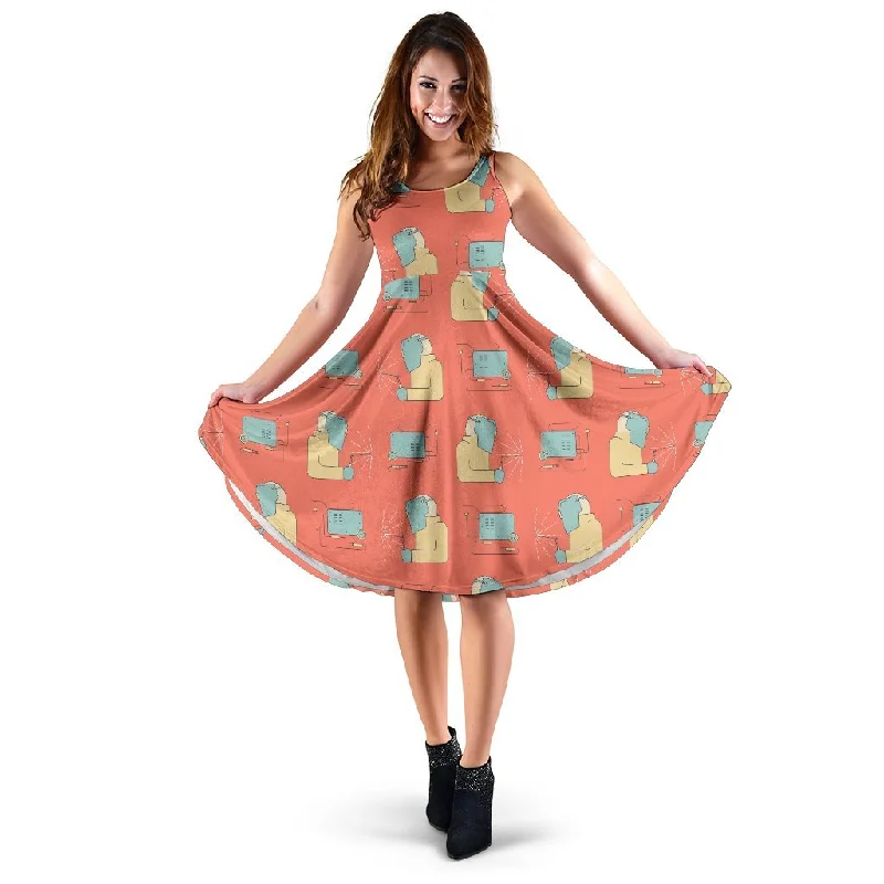 Welder Pattern Print Dress Tunics Business professional