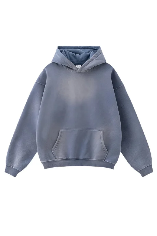 Fleece Knit Washed Sweatshirts Hoodie with Applique Textured Unique