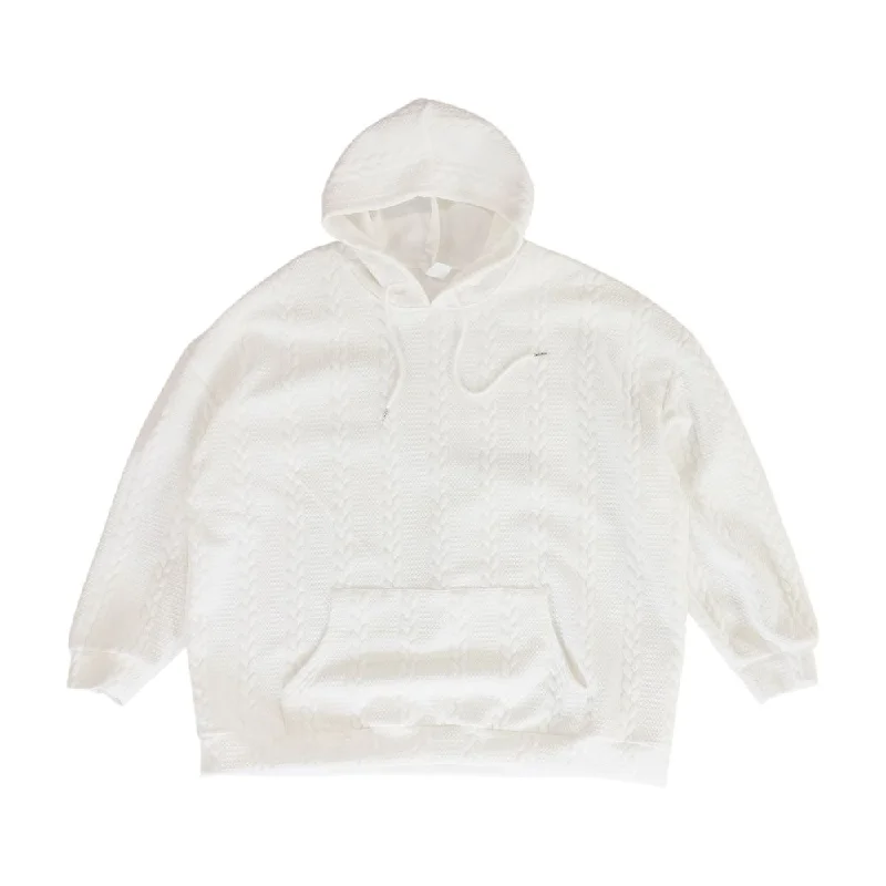 White Solid Hoodie Hoodie with Pattern Geometric Abstract