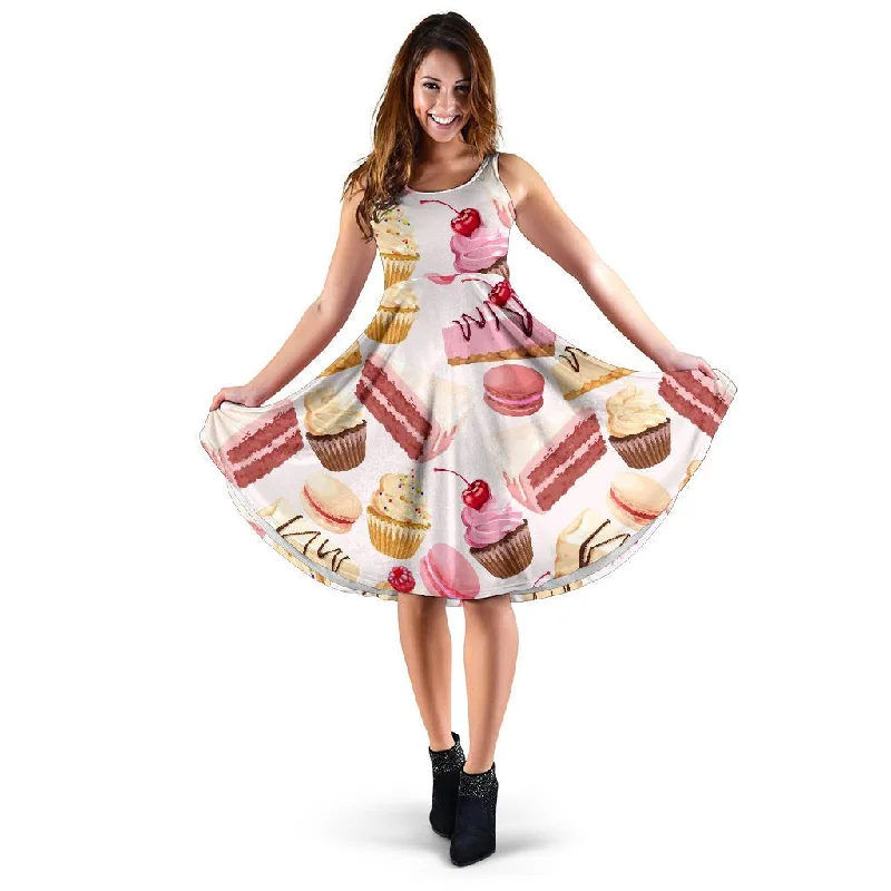 Cake Dessert Pattern Print Dress Tunics Prom sequined