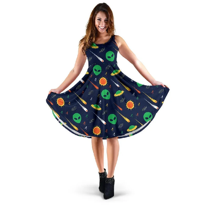 Galaxy Comet Alien Ufo Pattern Print Dress Tunics Modern contemporary