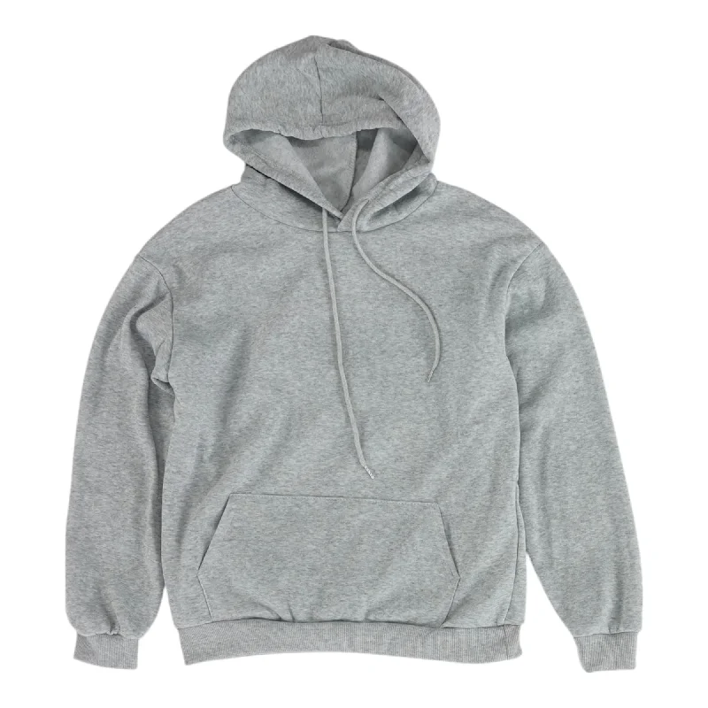 Gray Solid Hoodie Hoodie with Front Slit Layering Stylish