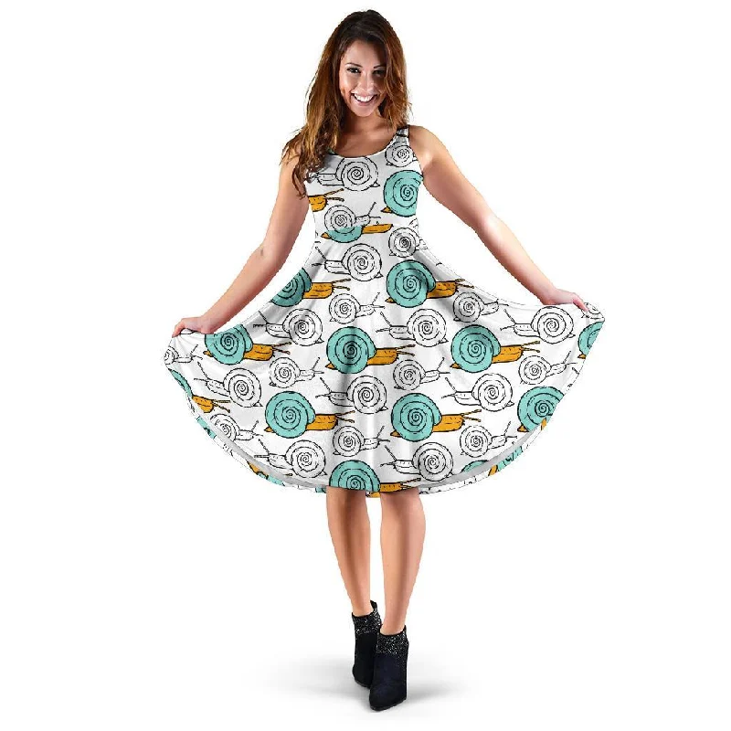 Cartoon Snail Pattern Print Dress Tunics Canvas sturdy