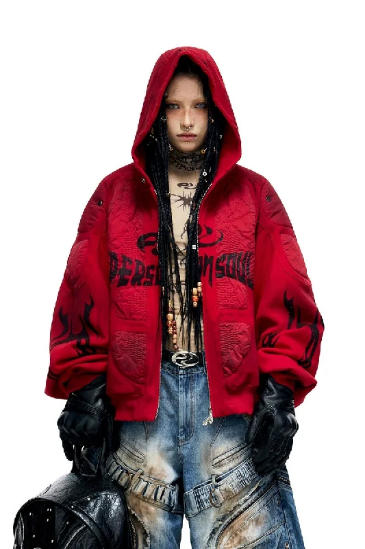 Protective Zip Armor Hoodie Cotton Hoodie Fleece Lining Warmth