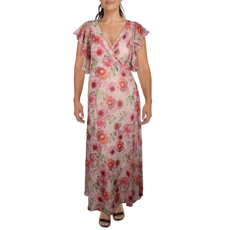 NW Nightway Womens Chiffon Floral Evening Dress sweetheart Neckline Romantic