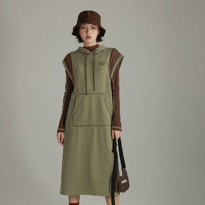 Logo Hooded Sleeveless Long Dress Tunics Handmade artisanal