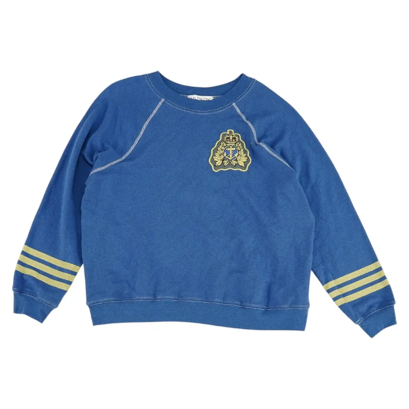 Blue Solid Hoodie Hoodie with Ribbed Hem Stretchable Secure