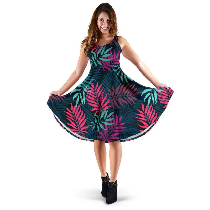 Floral Tropical Hawaiian Palm Leaves Pattern Print Dress Tunics Timeless classic