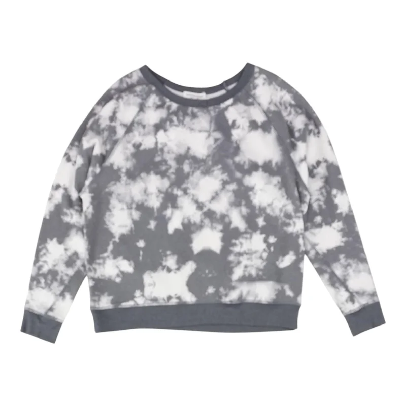 Gray Tie Dye Sweatshirt Hoodie with Hem Embroidery Detailed Premium