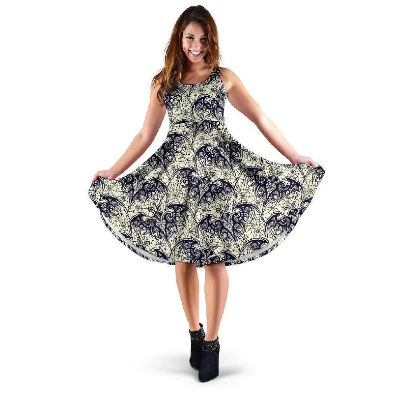 Cobweb Halloween Bat Pattern Print Dress Tunics New arrival