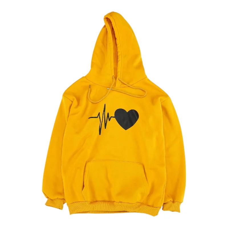 Mustard Graphic Hoodie Hoodie with Button Classic Timeless