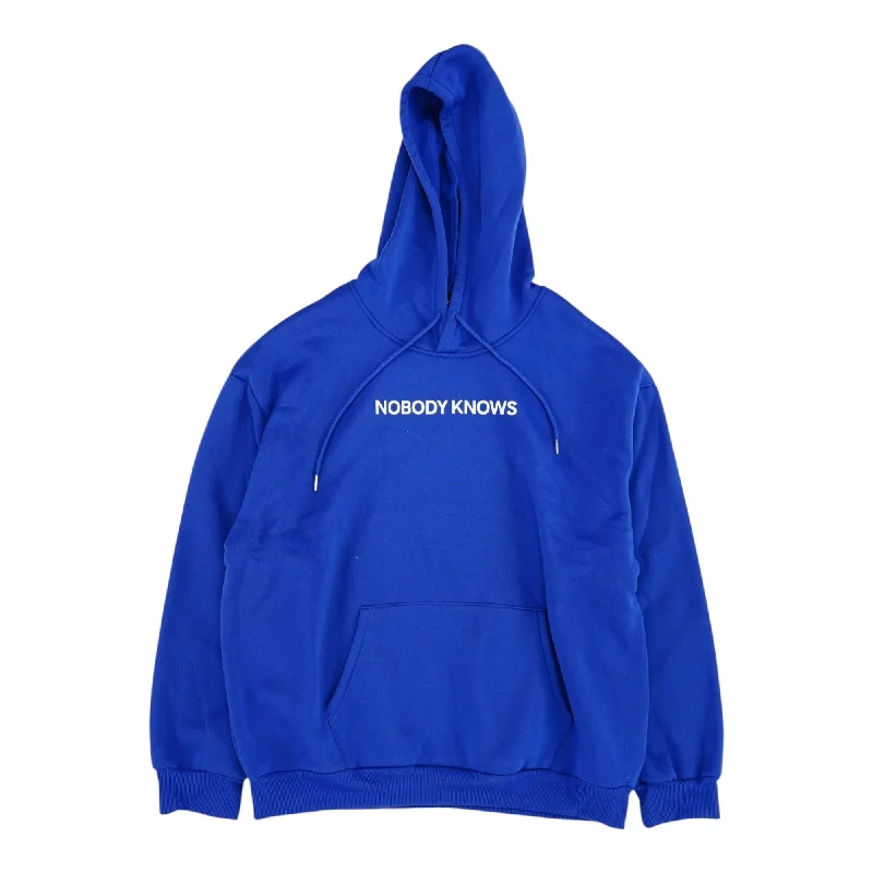 Blue Solid Hoodie Hoodie with Fur Luxurious Winter