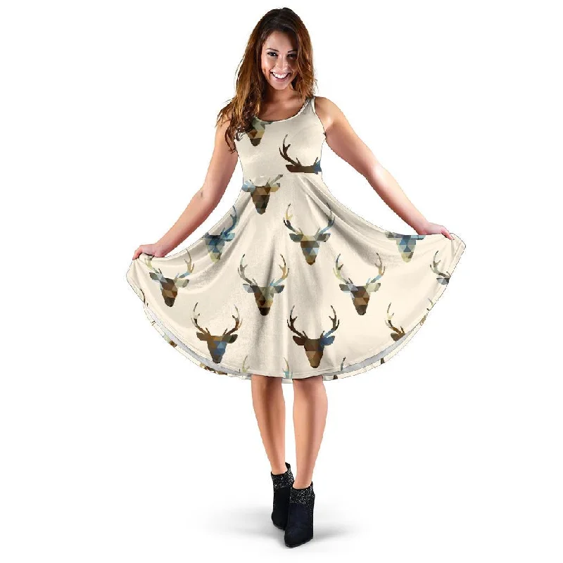Deer Pattern Print Dress Tunics Sophisticated sleek