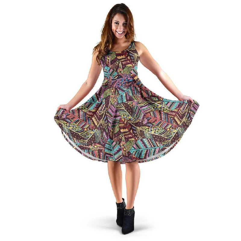 Bohemian Boho Pattern Print Dress Tunics Practical easy-care