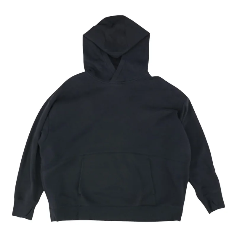 Charcoal Solid Hoodie Hoodie with Hem Applique Textured Unique