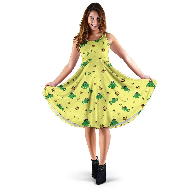 Crown Prince Frog Pattern Print Dress Tunics Plaid country