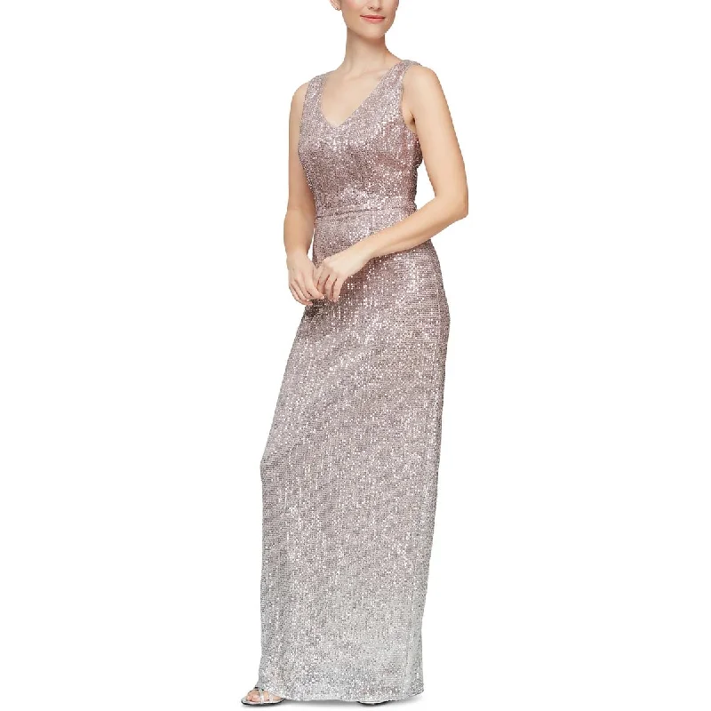 Alex & Eve Womens Sequined V-Neck Evening Dress Tunics Running lightweight