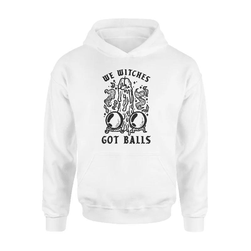 Witch We Witches Got Balls - Standard Hoodie Hoodie with Bell Sleeves Flared Feminine