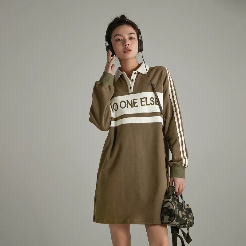 Polo Neck Sporty Dress Tunics Leisure comfortable