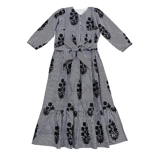 Pinstripe black floral design dress by Alexandre Laurent Tunics Practical easy-care