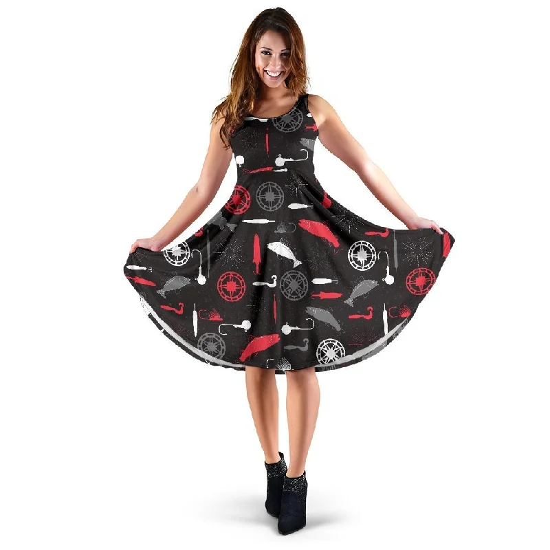 Bait Bass Fishing Pattern Print Dress Tunics New arrival