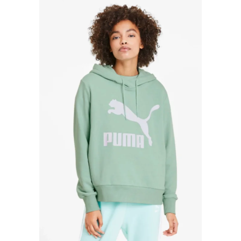 Women's Puma Classics Logo Hoodie Hoodie with Drop Shoulder Relaxed Streetwear