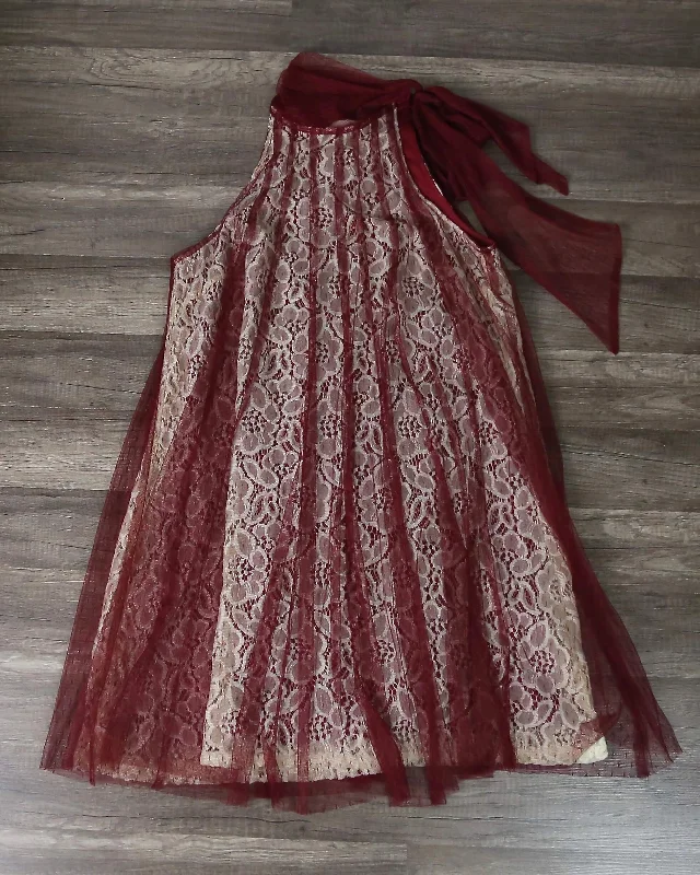 Final Sale - Ryu Lace Bound Dress - Merlot Tunics Versatile functional