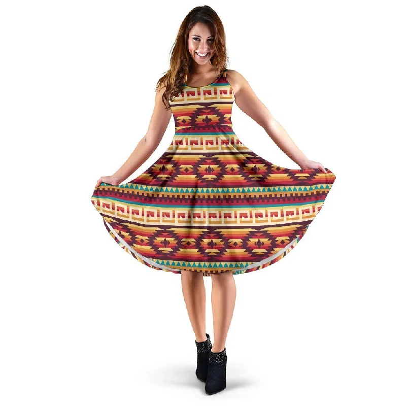 Aztec Native American Tribal Navajo Indians Print Dress Tunics Cozy comfortable