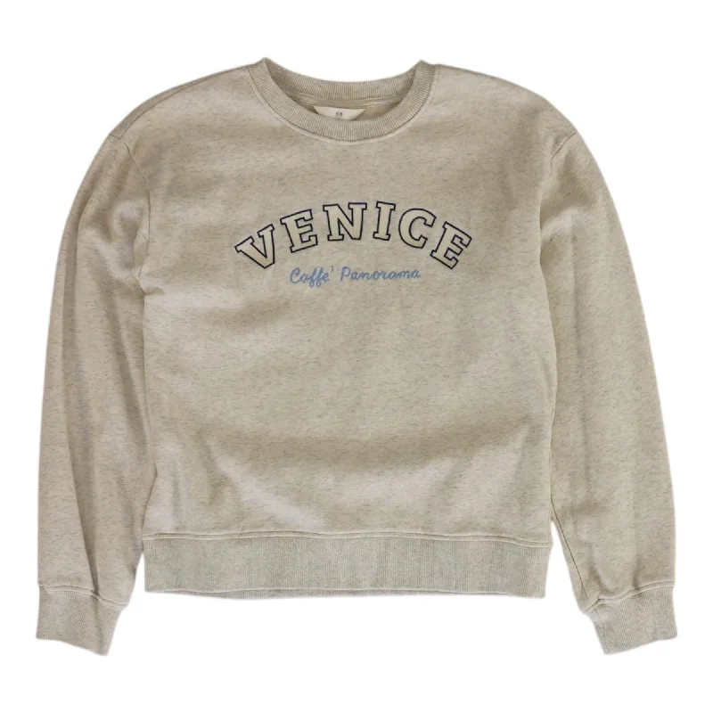 Gray Embroidery Detail Sweatshirt Hoodie with Hem Contrast Bold Stylish