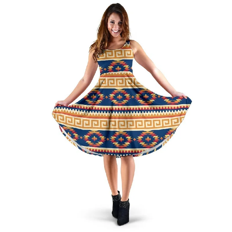 Aztec Tribal Indians Navajo Native American Print Dress Tunics Sophisticated sleek