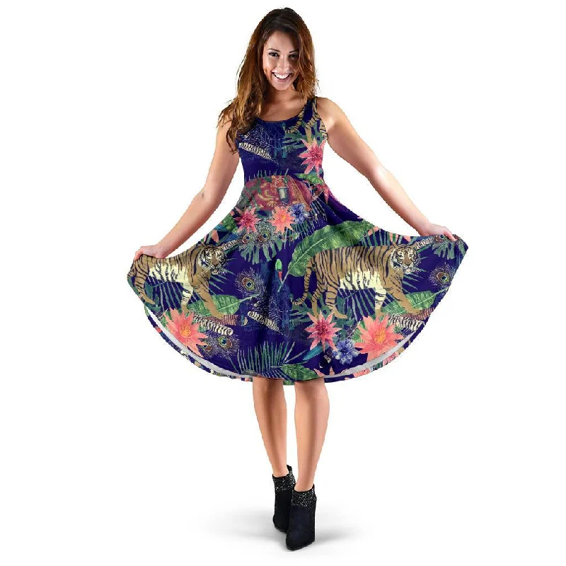 Bohemian Tiger Pattern Print Dress Tunics Cozy soft