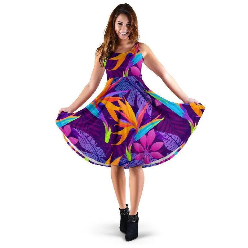 Floral Hawaiian Tropical Palm Leaves Pattern Print Dress Tunics Versatile all-occasion