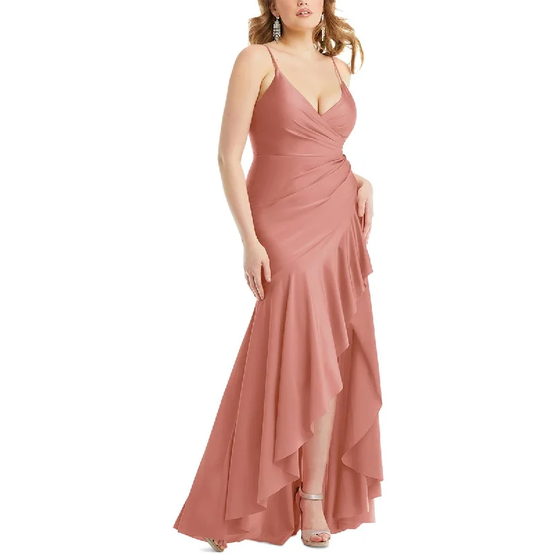 Cynthia & Sahar Womens Ruffled  Evening Dress Tunics Satin smooth