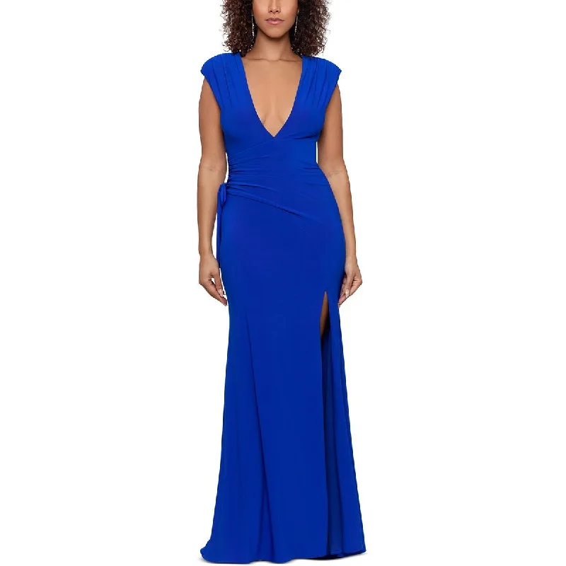 Betsy & Adam Womens Side Slit Long Evening Dress Tunics Party sparkling