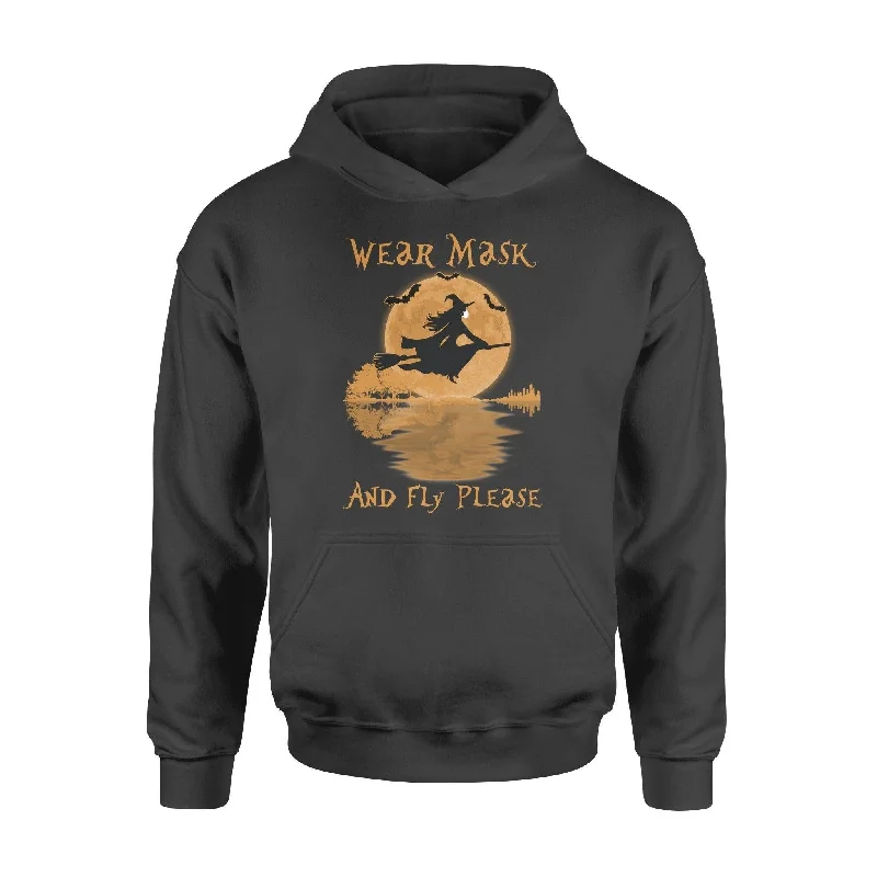 Halloween, Witch Witch Wear Mask And Fly - Standard Hoodie Hoodie with Set-In Sleeves Structured Classic
