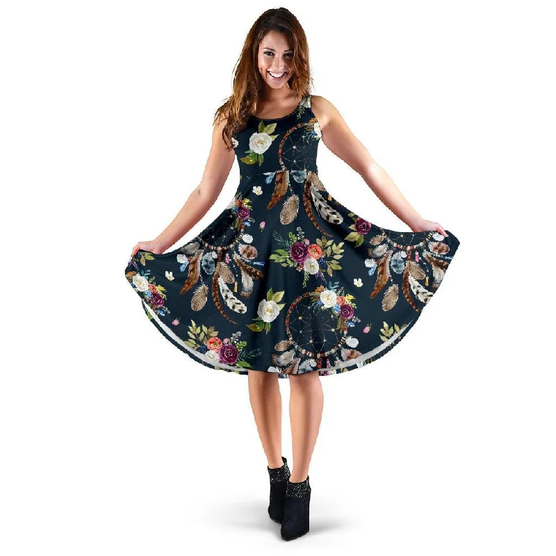 Dream Catcher Feather Boho Dress Tunics Corduroy durable