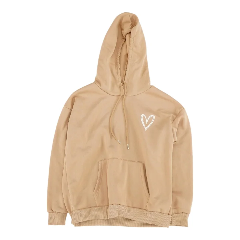 Tan Solid Hoodie Hoodie with Metallic Shiny Futuristic