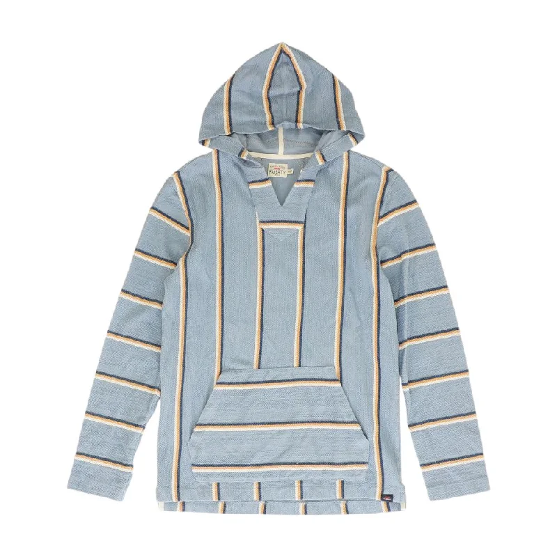 Blue Striped Hoodie Hoodie with Mock Neck Collared Structured
