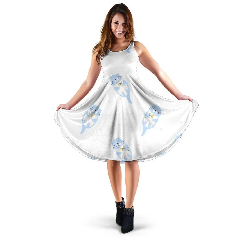 Cute Otter Pattern Print Dress Tunics Luxurious high-end