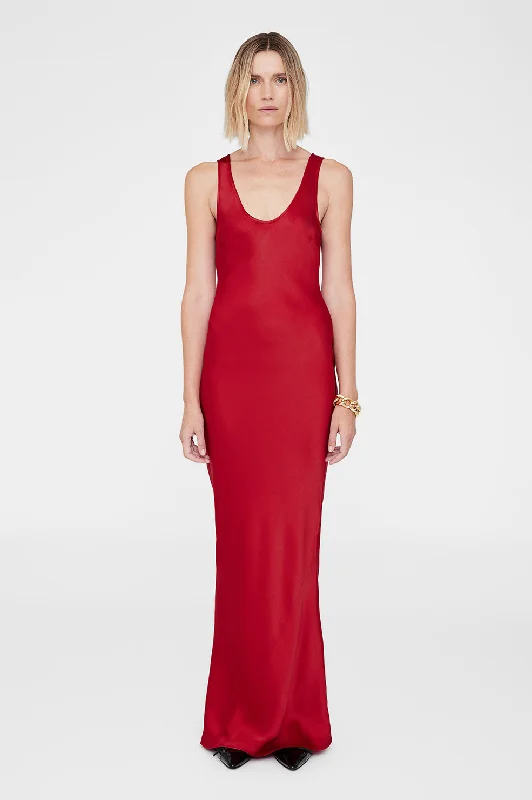 Alison Dress - Scarlet Red Halter Neckline Beach