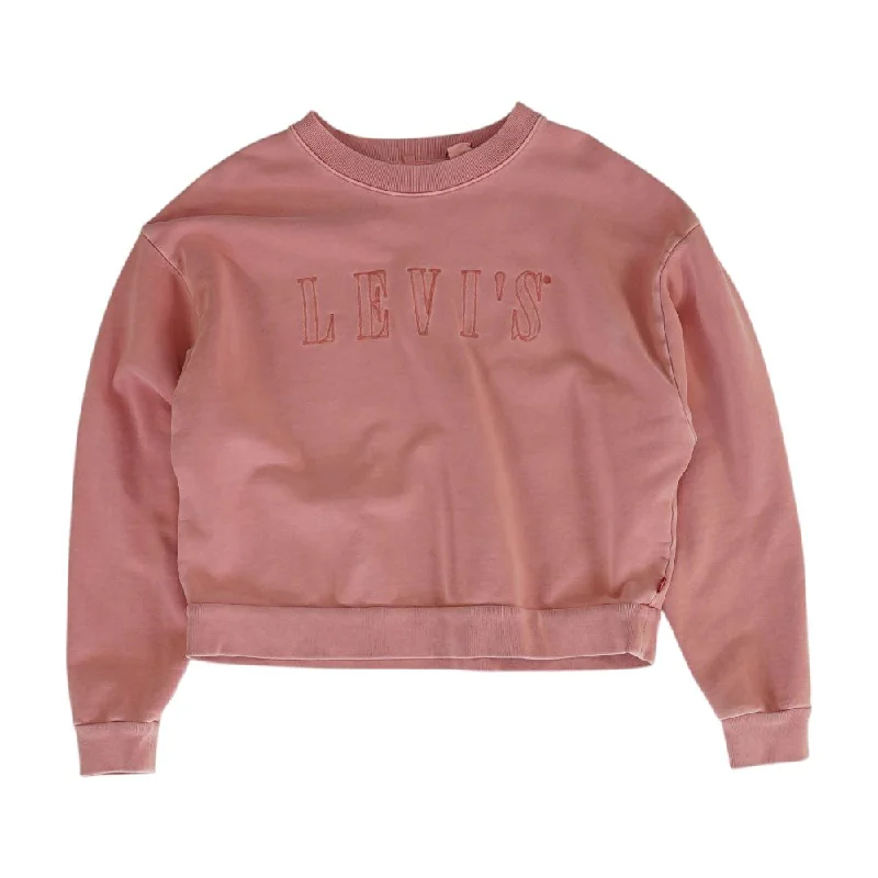 Pink Embroidery Detail Sweatshirt Hoodie with Hem Ribbing Snug Secure