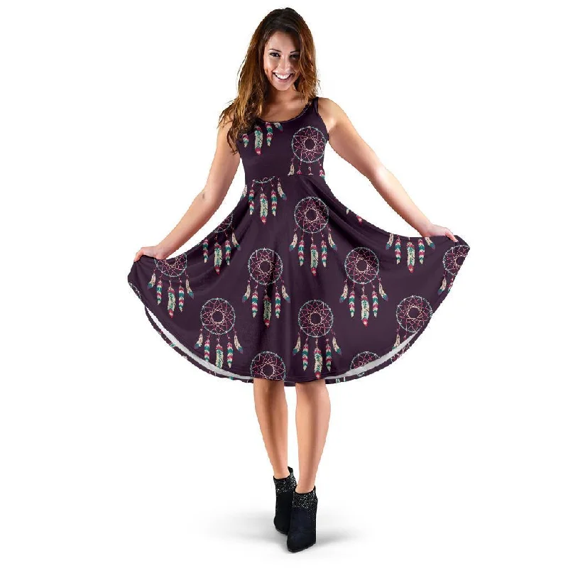 Dream Catcher Purple Feather Dress Tunics Mesh breathable