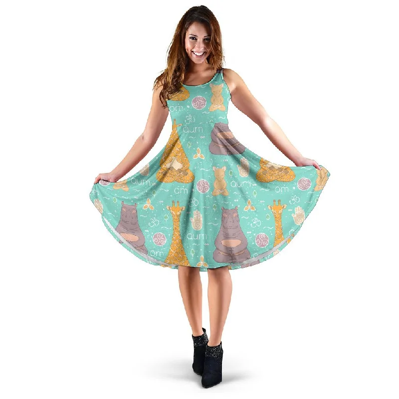 Yoga Meditation Pattern Print Dress Tunics Short Trendy
