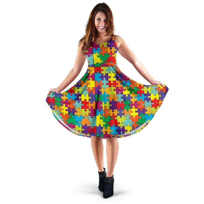 Autism Awareness Merchandise Dress Elegant Long Evening