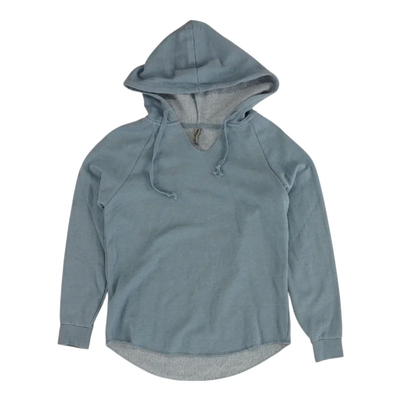 Blue Solid Hoodie Hoodie with Back Slit Movement Comfort