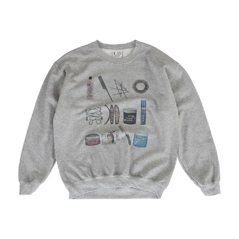 Gray Solid Sweatshirt Hoodie with Emblem Brand Identity
