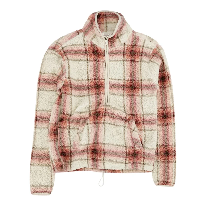 Pink Plaid Sweatshirt Hoodie with Applique Textured Unique